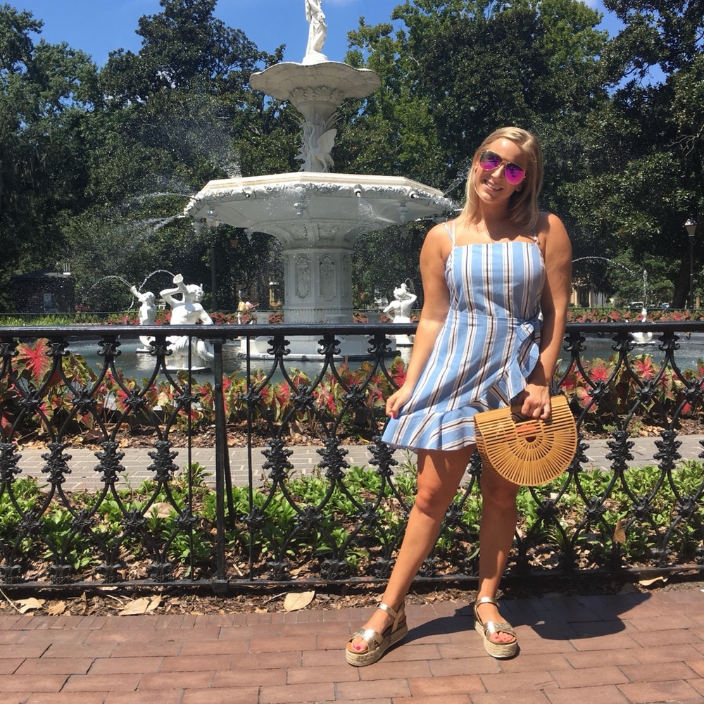 Blue and White Striped Dress
